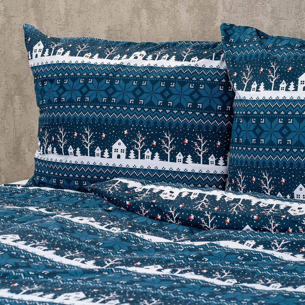 4Home Pościel bawełniana Winter village, 160 x 200 cm, 70 x 80 cm