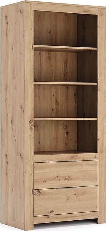 Wysoki regał Tommy 112 z półkami i szufladami, dąb artisan