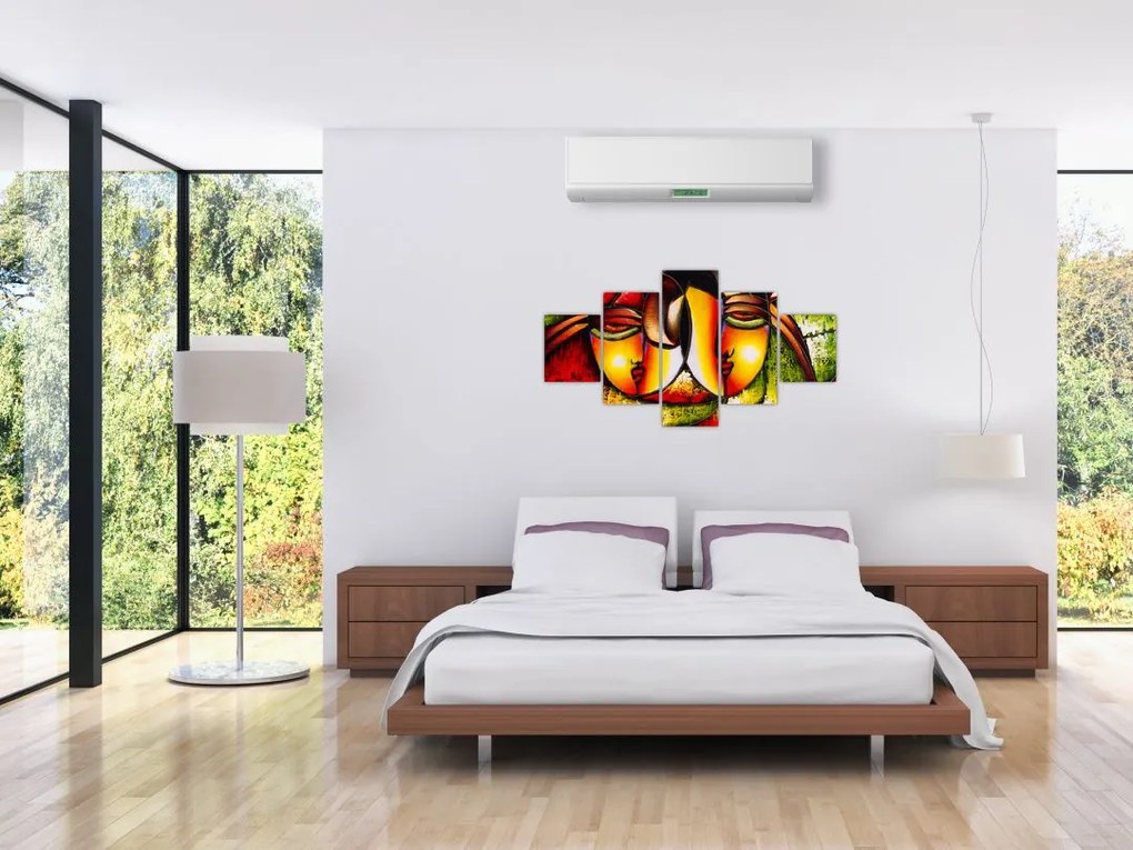Obraz - Obraz olejny, abstrakcyjne twarze (125x70 cm)