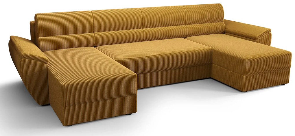 Musztardowy narożnik rozkładany z pojemnikiem G7-H00