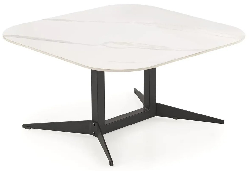 Ława BORNA 80x80 biały marmur/czarna HALMAR