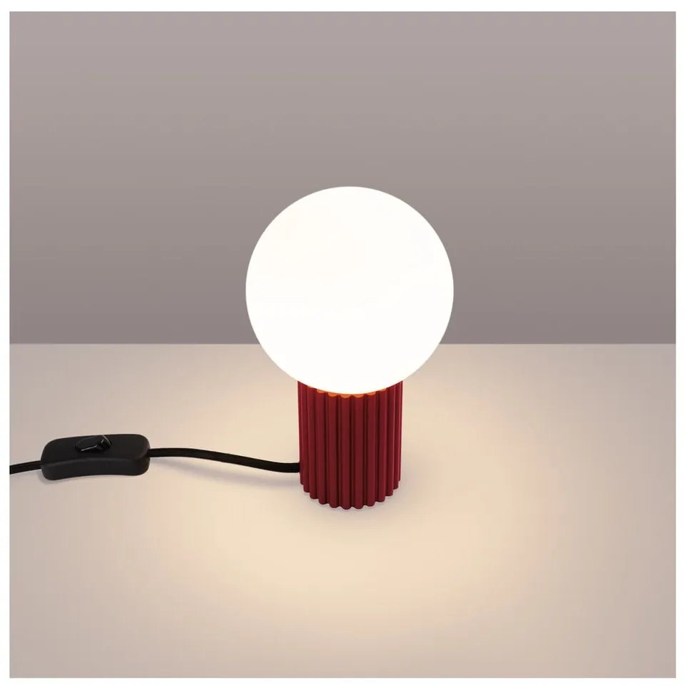 Bordowa lampa stołowa ze szklanym kloszem (wysokość 19 cm) Orbital – Sollux