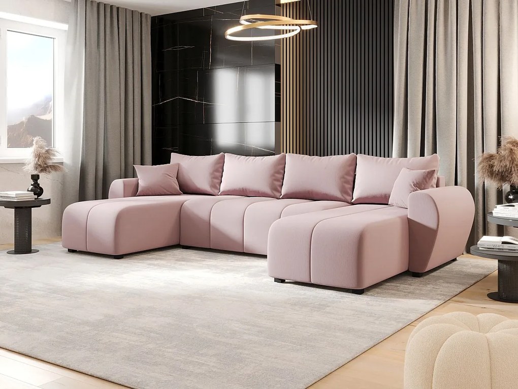 Narożnik BEDANTE MOLISA U Cosmic 14 czarny z funkcją spania Narożnik w kształcie litery U z miejscem do przechowywania Skrzynia na pościel