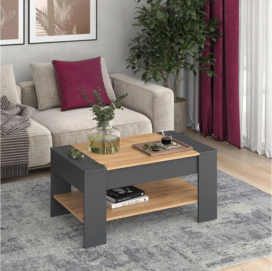 Stolik kawowy złoty dąb power/antracyt 99.6x58.8x48.2 august