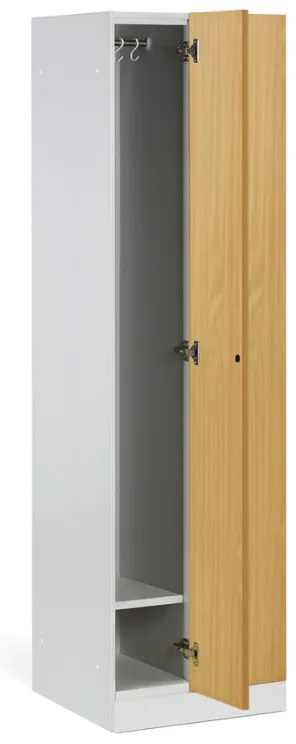 Szafka ubraniowa S1 wąska, 2-drzwiowa, 1850 x 500 x 500 mm, zamek RFID, drzwi laminowane, biała