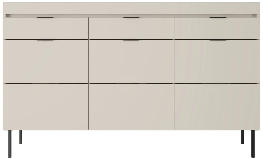 Komoda trzydrzwiowa Sentia 157 z trzema szufladami - kaszmir / czarny