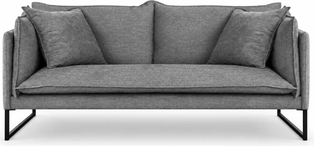 Trzyosobowa sofa z poduszkami Diara III z czarną metalową podstawą