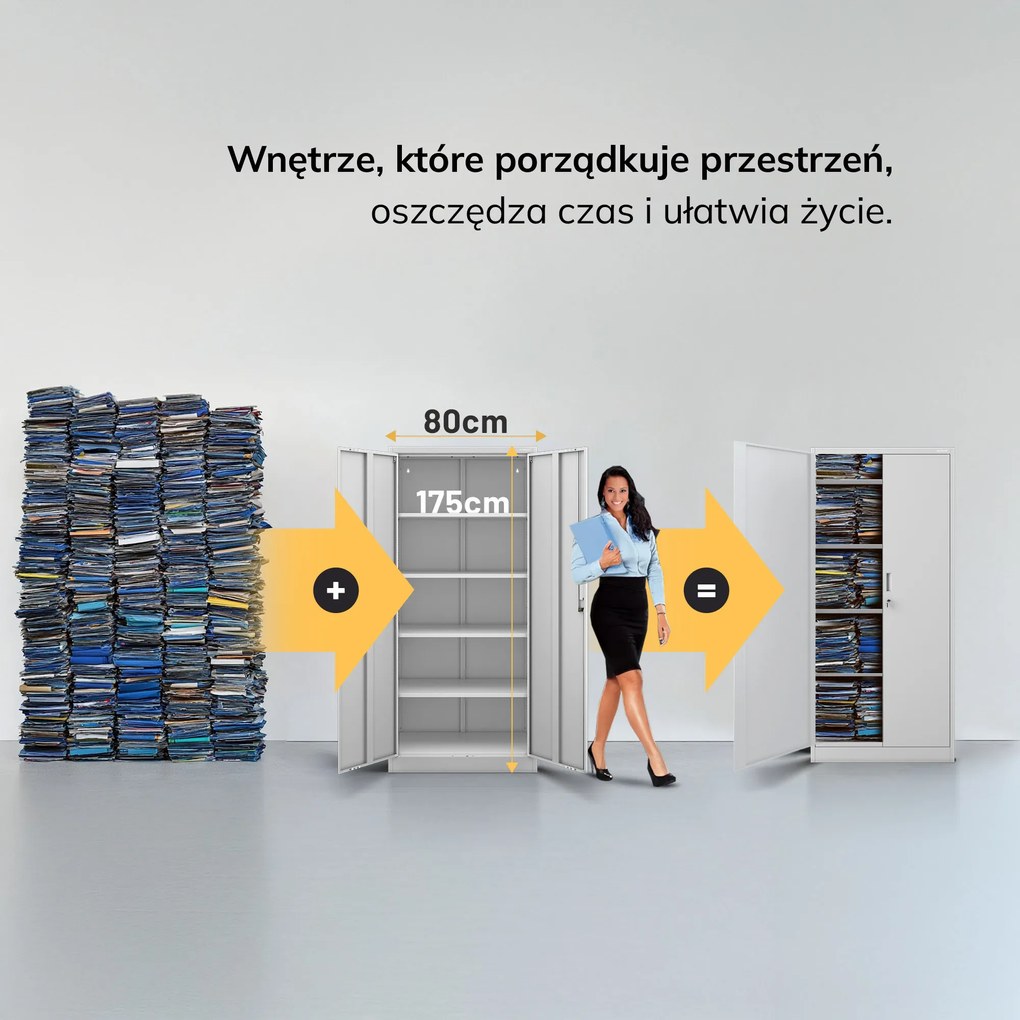 Szafa metalowa biurowa szara: JAN Compact 1750 x 800 x 400 mm