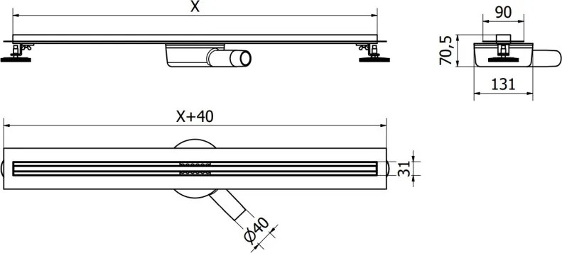 Mexen Flat 360° Slim odpływ liniowy obrotowy 110 cm, czarny - 1741110