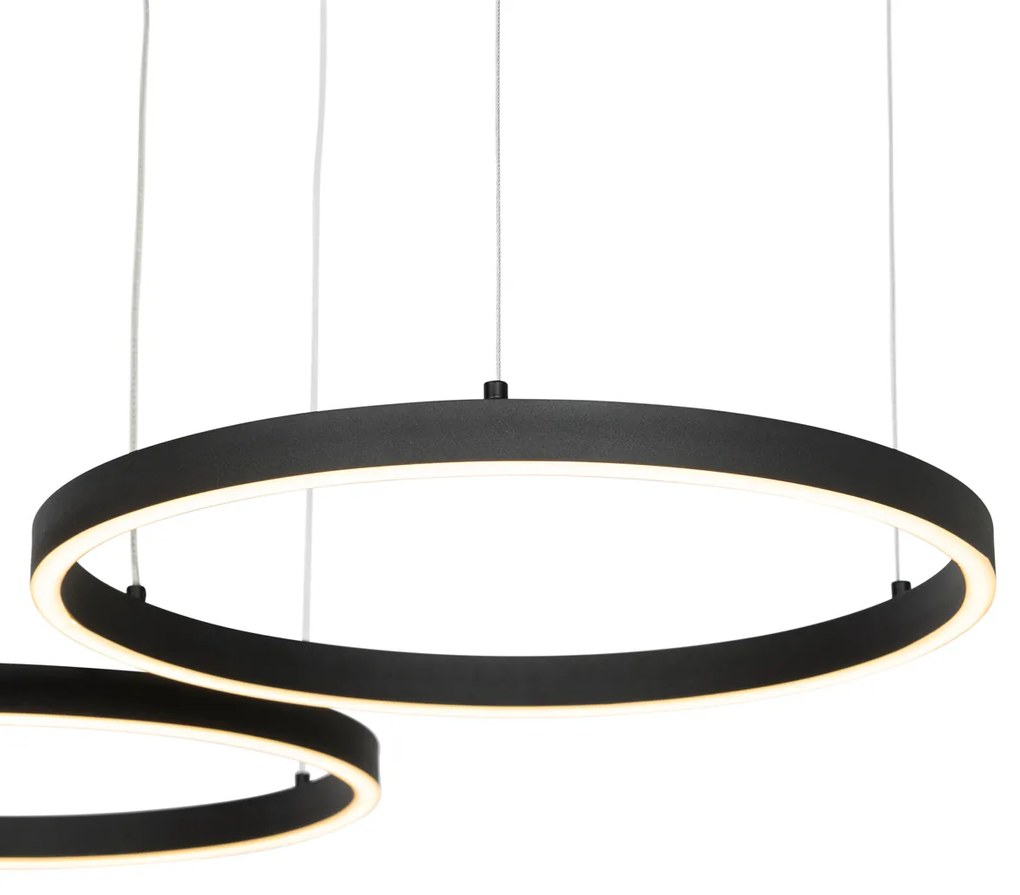 Czarna lampa wisząca z wbudowanym LEDem, 3-stopniowy ściemniacz, 3-punktowa - AnelloDesignerski Oswietlenie wewnetrzne