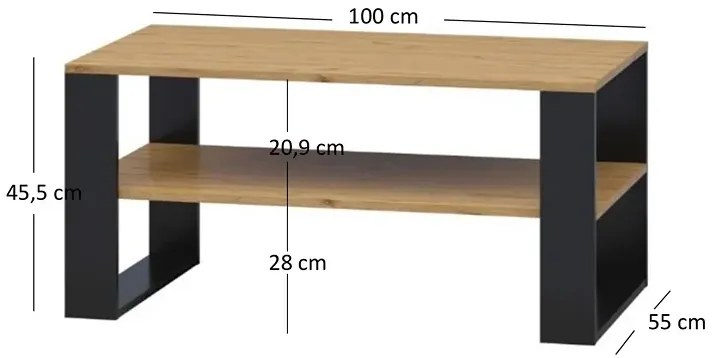 Industrialna prostokątna ława dąb craft złoty M4-P74