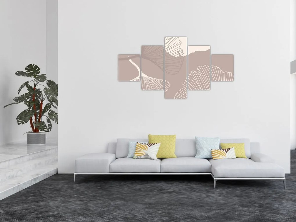 Obraz - Beżowe liście N⁰1 (125x70 cm)