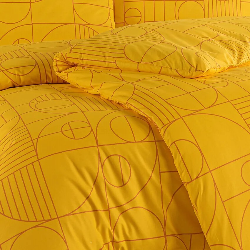 BedTex Bawełniana pościel Geo Ray Flower, 220 x 200 cm, 2 szt. 70 x 90 cm, 220 x 200 cm, 2 szt. 70 x 90 cm