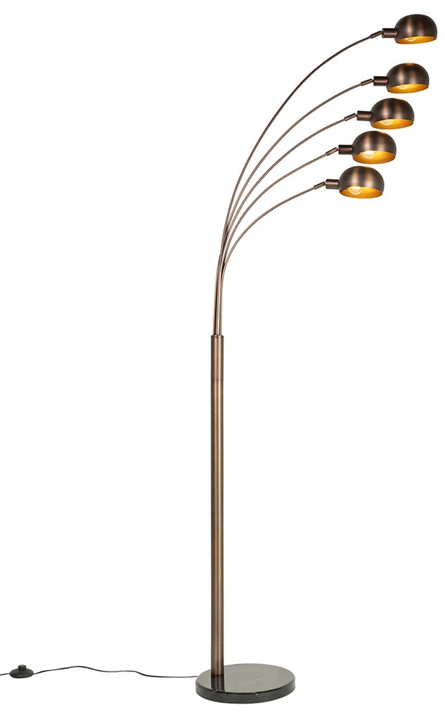 Candeeiro de pé design bronze escuro com dourado 5 luzes - Sixties Marmo