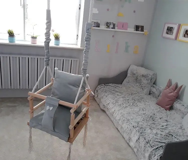 Szara huśtawka dla dziecka - Indara 3w1