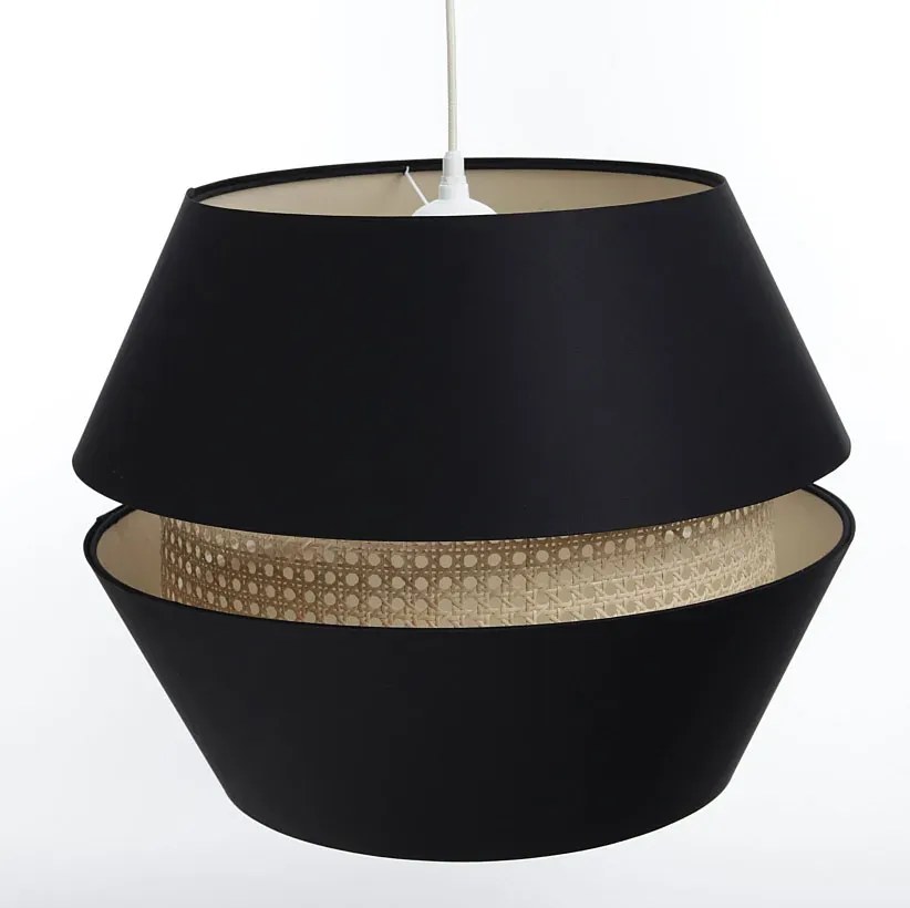 Czarna lampa wisząca boho z podwójnym abażurem - A348 G0-N28