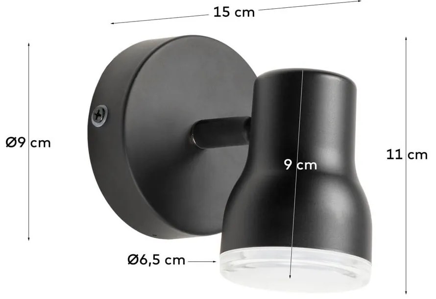 Czarny kinkiet ø 6,5 cm Tehila – Kave Home