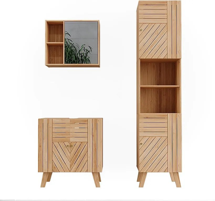 Zestaw mebli łazienkowych bambus 60x36x65 lucie