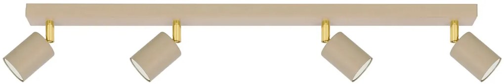 Beżowa lampa sufitowa z 4 reflektorami D8-R64