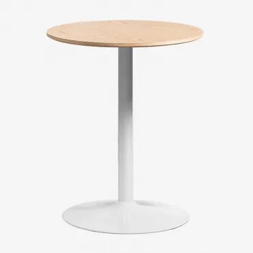 Okrągły Stół Jadalniany Z Mdf I Żelaza Yvetta Ø60 Cm & Biały & Roble - Sklum