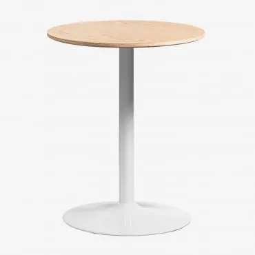 Okrągły Stół Jadalniany Z Mdf I Żelaza Yvetta Roble & Ø60 Cm & Blanco - Sklum