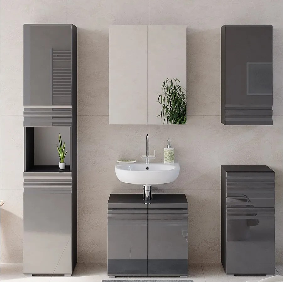 Szafka łazienkowa antracyt wysoki połysk 36.4x31x190.5 fredd