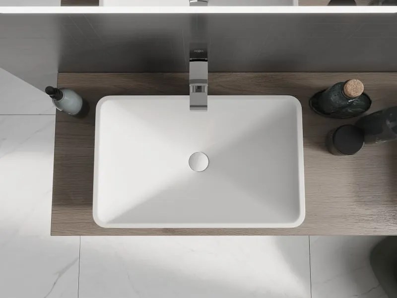 Mexen Esper umywalka nablatowa z konglomeratu 60 x 38 cm, biała - 23036001