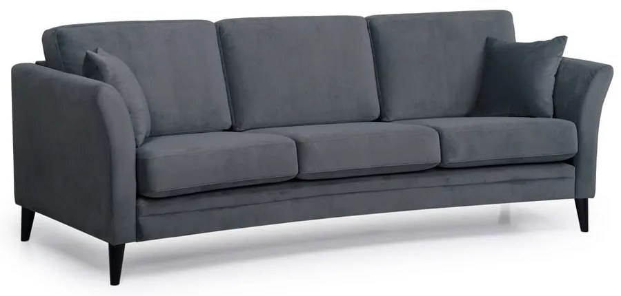 Ciemnoszara aksamitna sofa Scandic Eden, 237 cm