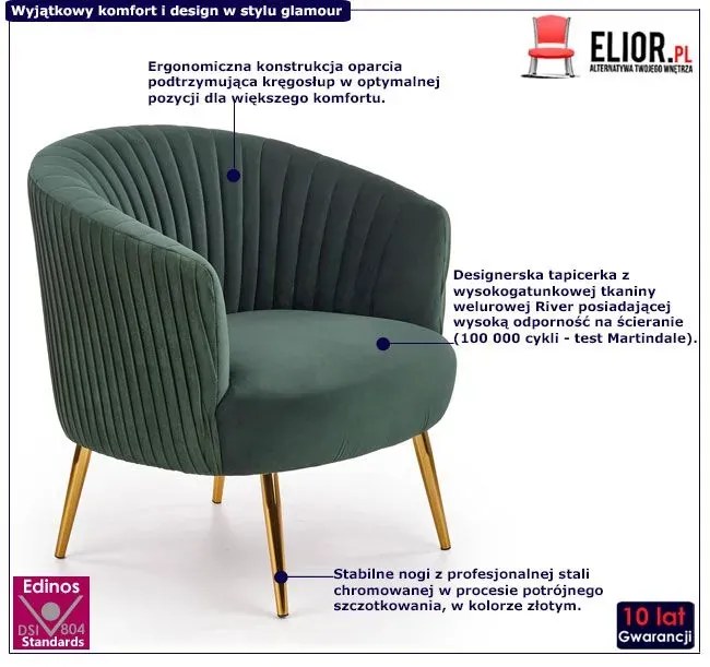Zielony klubowy fotel muszelka D4-D34