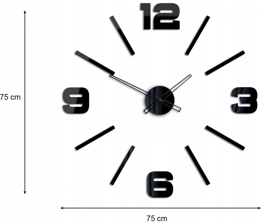 Zegar ścienny z dużymi cyframi naklejany nowoczesny do salonu sypialni loft