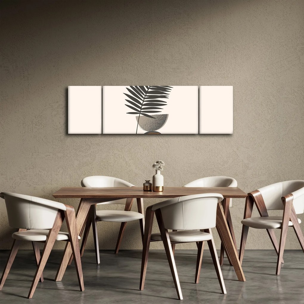 Obraz - Abstrakcja z liściem palmy (170x50 cm)