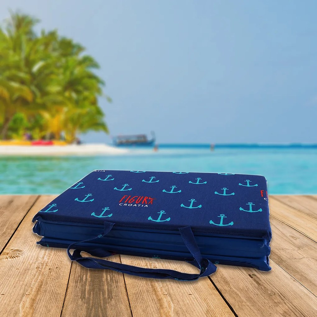 Leżak plażowy KOTWICZKI 137x49 cm, niebieski