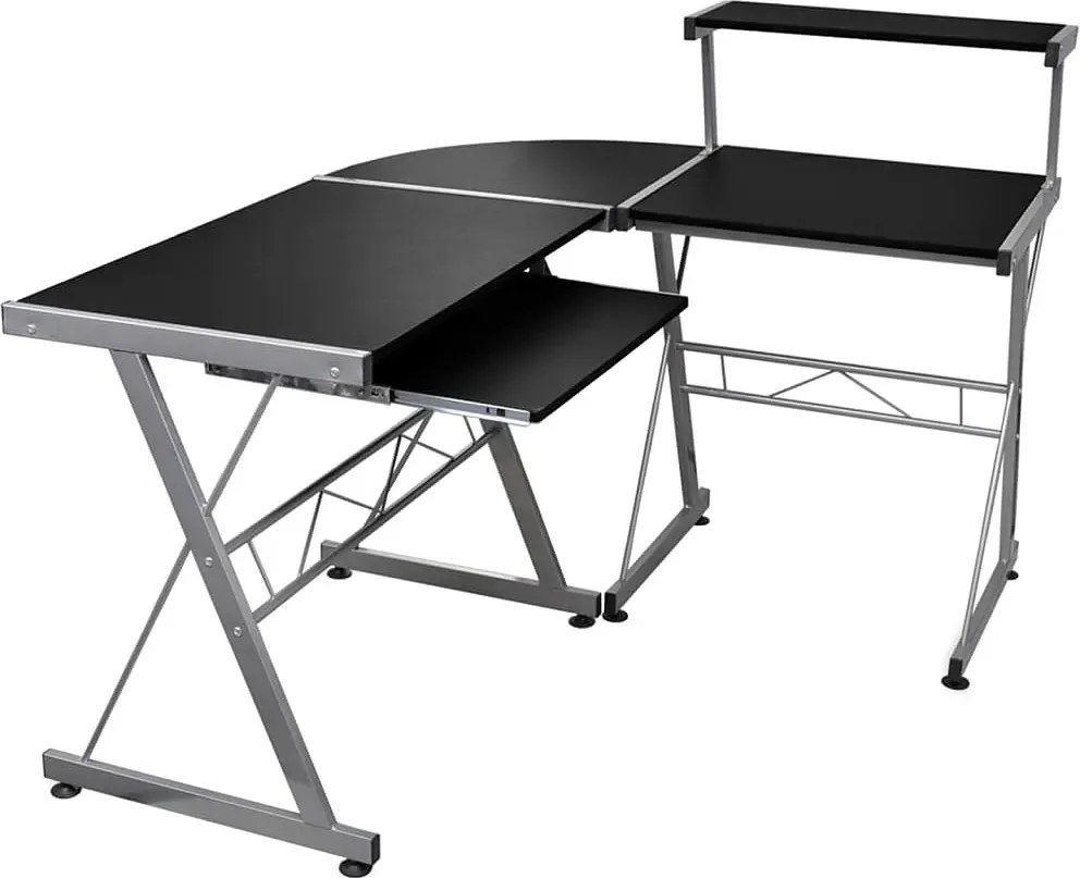 Czarne nowoczesne biurko narożne T6-R22