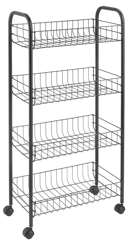 Czarny metalowy regał na kółkach 41x84 cm Ascona – Metaltex