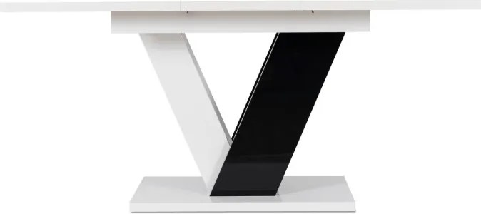 Stół Prostokątny Rozkładany CLARK 120-160 cm Czarny/Biały Połysk Glamour