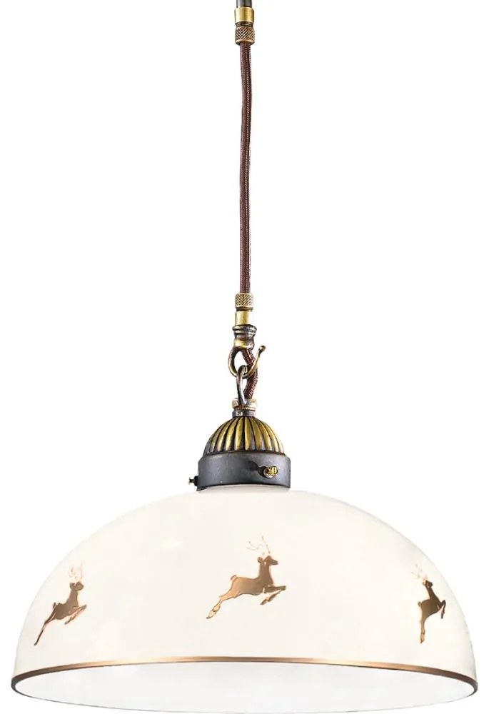 Kolarz 731.30.151 - Lampa wisząca na linkach NONNA, 1x E27/75W/230V, Ø 30 cm, motyw jelenia, wykończenie w kolorze różowego złota
