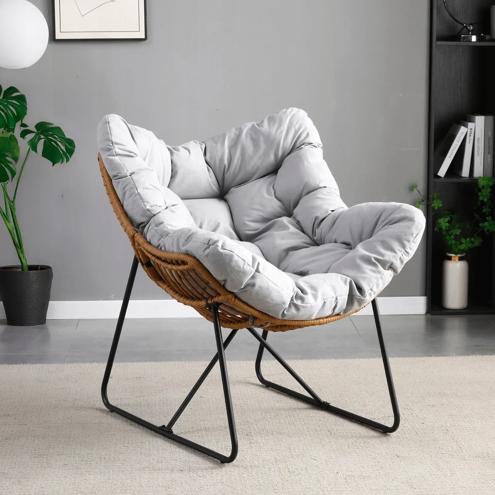 Fotel ogrodowy z poduchą Fin na płozach, szary