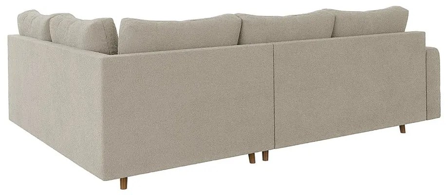 Beżowy narożnik z materiału bouclé (prawostronny/w kształcie litery L) Ariella – Ropez