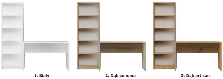 Komplet mebli do biura biurko + regał dąb artisan - Kowas
