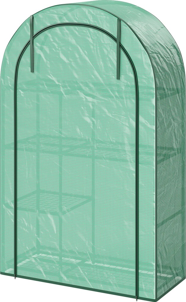 Outsunny Mini szklarnia, 4-poziomowa szklarnia z folii plastikowej, przenośna, drzwi rolowane, 100 x 45 x 160 cm, Zielona