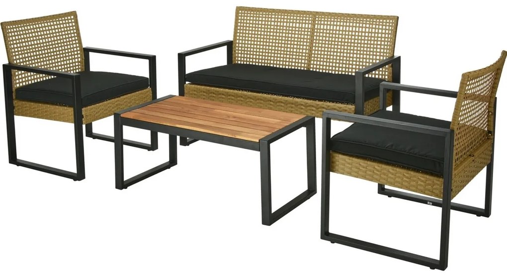 Zestaw mebli ogrodowych Gandia, 4 szt., metal,rattan PE