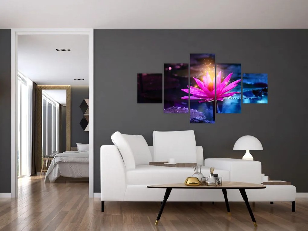 Obraz lilii wodnej na wodzie (125x70 cm)