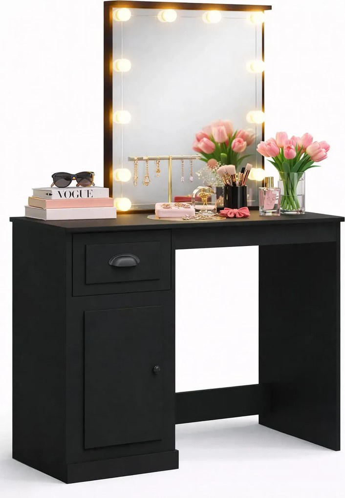 Czarna toaletka z lustrem podświetlanym E6-K19