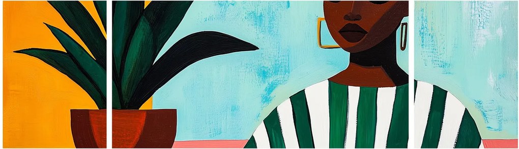 Obraz - Kobieta z kwiatem (170x50 cm)