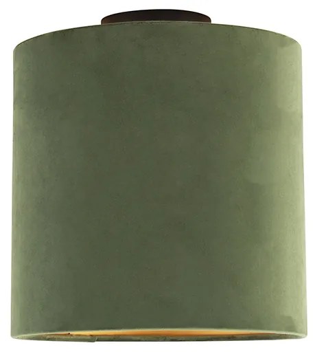 Lampa sufitowa z abażurem z aksamitu w kolorze zielonym ze złotem 25 cm - Combi Black
