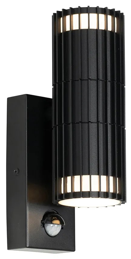 Kinkiet zewnętrzny czarny z czujnikiem ruchu 2-punktowy - Boris