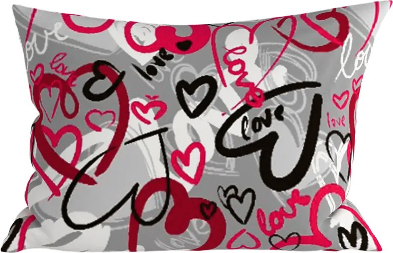 Polibawełniana poszewka na poduszkę STREET LOVE POLY 50x70 cm, szara