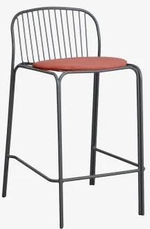Wysoki Stołek Ogrodowy Z Stali Anerina Grafitowa Szarość & ↑65 Cm & Terracota - Sklum