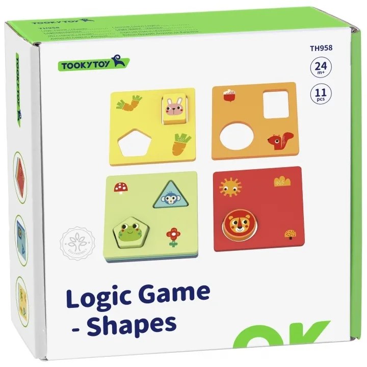 Tooky toy układanka montessori kształty i kolory zwierzątka 6 planszy fsc