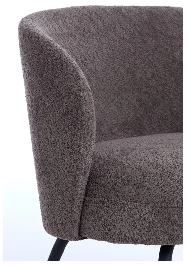 Ciemnobrązowy fotel z materiału bouclé Dieyda – Light &amp; Living
